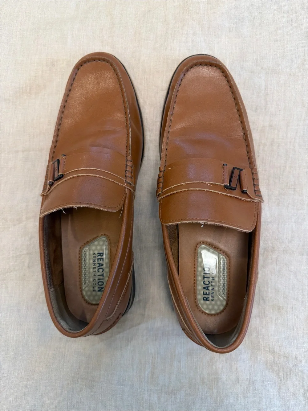 Kenneth Cole Reaction Cognac Brown Leather Loafers